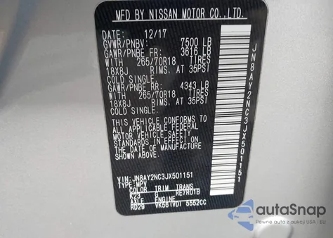 2018 Nissan Armada Sv from USA, damaged, VIN JN8AY2NC3JX501151